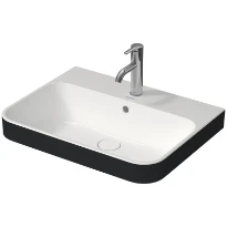 Duravit Happy D.2 Plus lavabo à poser 600 x 460 mm - blanc/anthracite mat - avec trou de robinet - avec trop-plein - poli