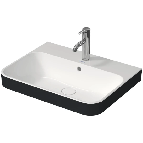 Duravit Happy D.2 Plus lavabo à poser 600 x 460 mm - blanc/anthracite mat - avec trou de robinet - avec trop-plein - poli