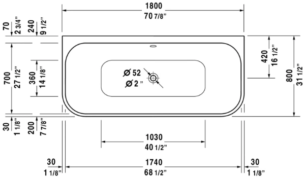 Duravit Happy D.2 baign.balneo 1800x800mm blanc,hab.acryl,tafac.,syst.jet