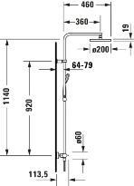 Duravit B.2 syst.colonne douche av.mitigeur thermostatique douche