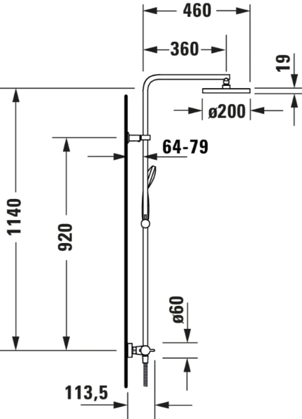 Duravit B.2 syst.colonne douche av.mitigeur thermostatique douche