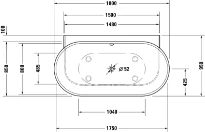 Duravit Luv baign.balneo 1800x950mm, blanc habillage, 3 faces,système Air