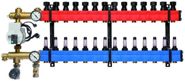 SBK Komfort 4802 verdeler met pomp en debietmeters 60-250l/h onder aansluiting, 14 kringen