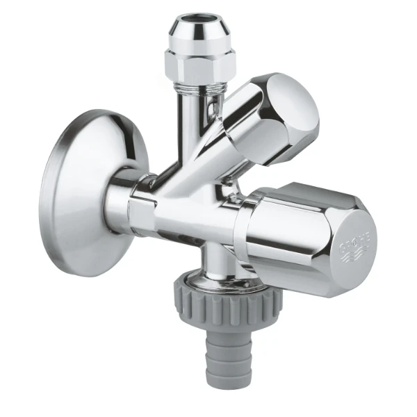 GROHE WAS® vaatwas/hoekstopkraan, dubbele aansluiting 1/2" x 3/8"