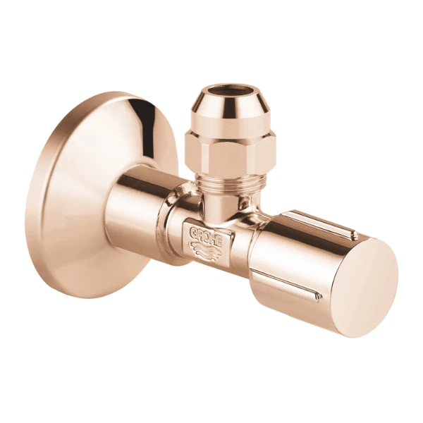GROHE Hoekstop kraan 1/2" x 3/8" met metalen hendel en metalen rozas, Warm Sunset