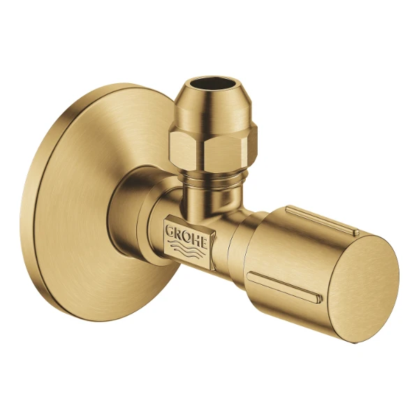 GROHE Hoekstop kraan 1/2" x 3/8" met metalen hendel en metalen rozas; Brushed Cool Sunrise