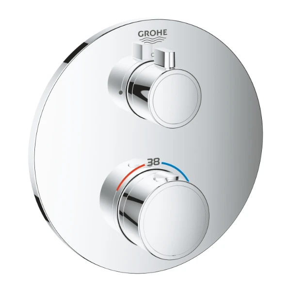 Grohe Grohtherm Convent. Concealed mitigeur douche thermostatique 1/2 pour Smartbox chromé pour 1 sortie avec vanne d'arrêt - rond