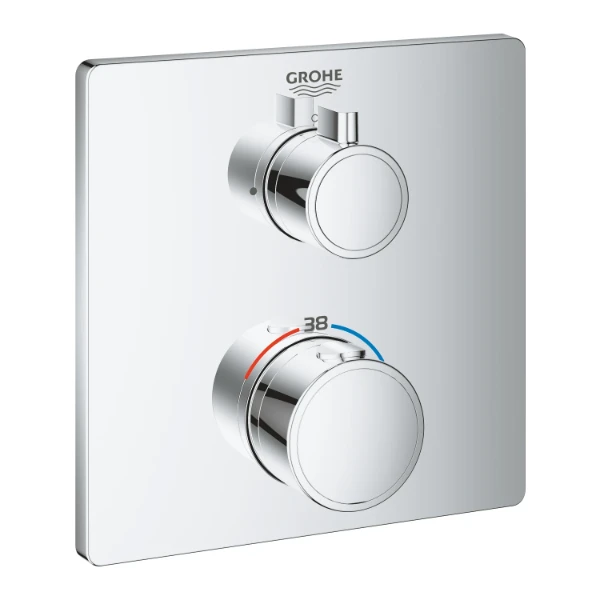 Grohe Grohtherm Convent. Concealed mitigeur douche thermostatique 1/2 pour Smartbox chromé pour 1 sortie avec vanne d'arrêt - carré