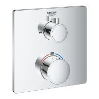 MELANGEUR BAIGNOIRE THERMOSTATIQUE GROHE GROHTHERM2000 1/2 chromé pour Smartbox -carré pour 2 sorties avec robinet d'arrêt/inverseur inté