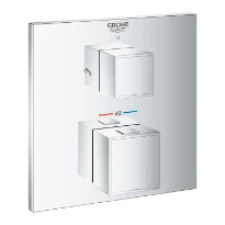 MELANGEUR DE DOUCHE THERMOSTATIQUE GROHE GROHTHERM CUBE 1/2 chromé pour Smartbox pour 2 sorties avec robinet d'arrêt/inverseur inté