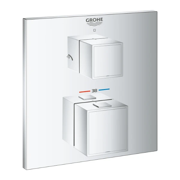 MELANGEUR DE DOUCHE THERMOSTATIQUE GROHE GROHTHERM CUBE 1/2 chromé pour Smartbox pour 2 sorties avec robinet d'arrêt/inverseur inté