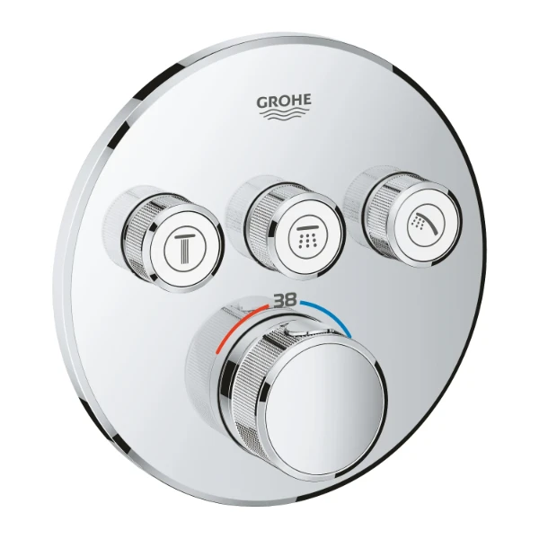 Grohe Grohtherm SmartControl afwerkset rond voor inbouwelement 3 functies -  brushed hard graphite