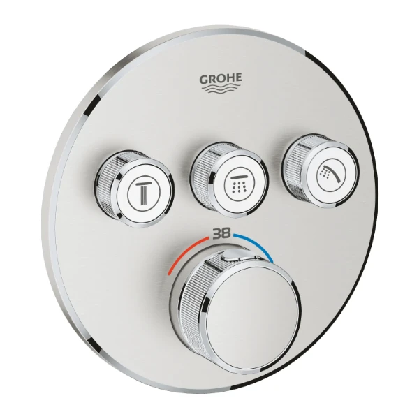 Grohe Grohtherm SmartControl Rainshower Set de finition supersteel à combiner avec Rapido SmartBox 35 600 000