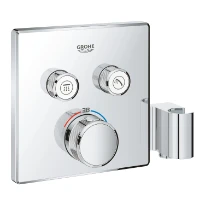 Grohe Grohtherm Smartcontrol set de finition chromé carré 2 sorties - support de douche integré