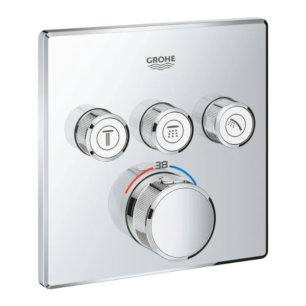 Grohe Grohtherm Smartcontrol Set de finition carré chromé 3 sorties