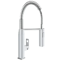 MELANGEUR DE CUISINE MONO-COMMANDE GROHE EUROCUBE chromé zone de rotation 140 limiteur de débit ajustable, a/douchette