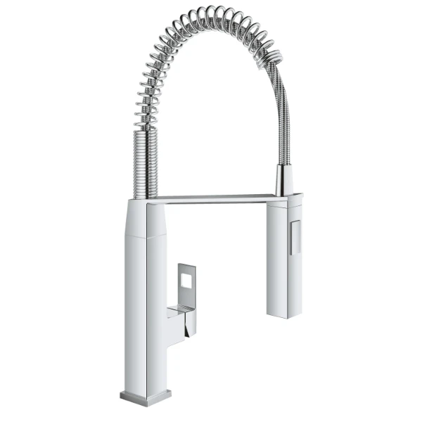 MELANGEUR DE CUISINE MONO-COMMANDE GROHE EUROCUBE chromé zone de rotation 140 limiteur de débit ajustable, a/douchette