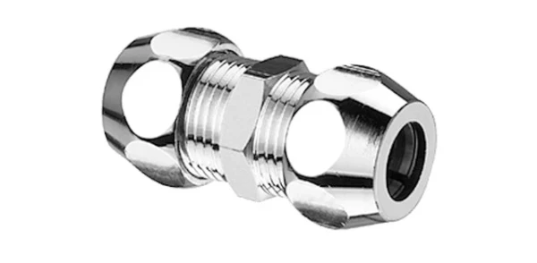 SCHELL Raccord double 3/8" x 10mm, 3/8" x 8mm, chromé