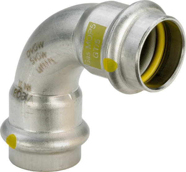 Viega Sanpress Gas inox bocht 90° FF 22 x 22 mm