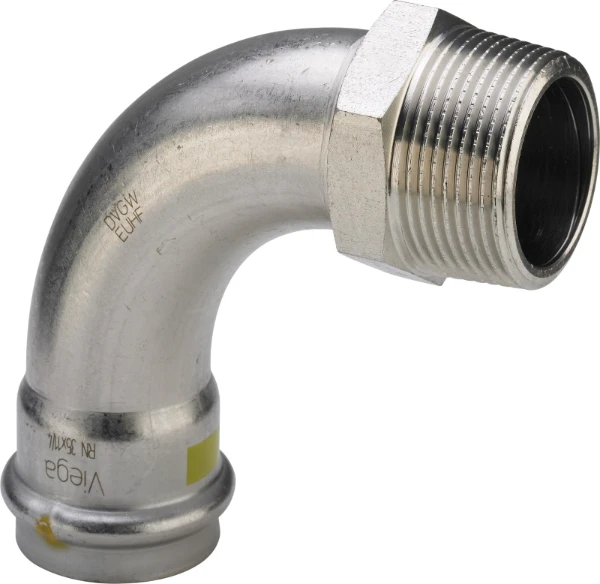Viega Sanpress Gas Inox overgangsbocht 90° MF 42 x 6/4 M