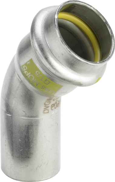 Viega Sanpress Gas inox inschuif bocht 45° MF 22 x 22 mm