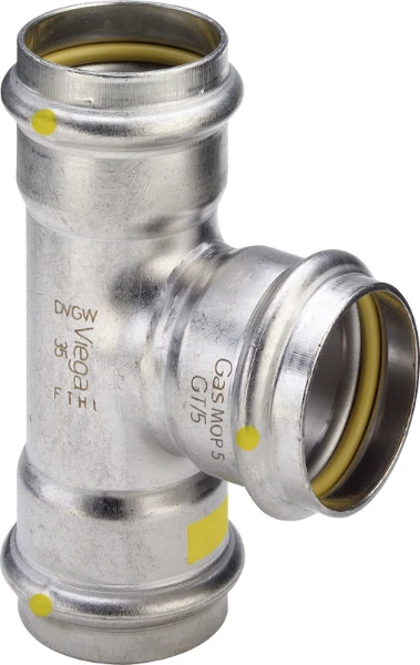 Viega Sanpress Gas inox T-stuk FFF 22 x 22 x 22 mm