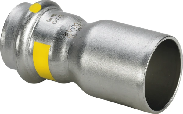 Viega Sanpress Gas inox verloop reductie MF 22 x 18 mm