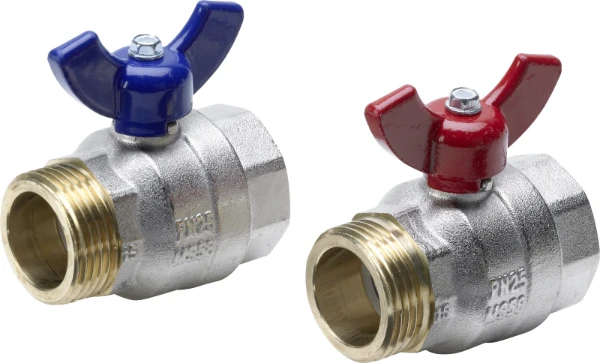 Viega Fonterra bolkraanset MF 4/4 x 4/4 - blauw/rood - prijs per set van 2 stuks