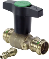 Viega Easytop brons bolkraan met aflaatventiel 1/4 en T-hendel FF 15 x 15 mm