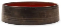 Beau Design Red Moon lavabo à poser fait main rond 340-350 x 90-100 mm - rouge/anthracite - céramique - sans trou de robinet - sans trop-plein