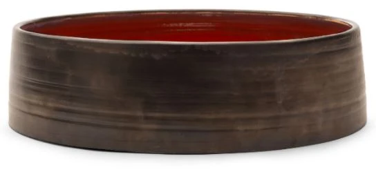 Beau Design Red Moon opbouwwastafel handgemaakt rond 340-350 x 90-100 mm - rood/antraciet - keramiek - zonder kraangat - zonder overloop