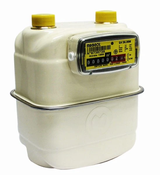 Aquatel G compteur à gaz mécanique G4 4/4 - 6m³/h - avec raccords - prévu pour donner des impulsions