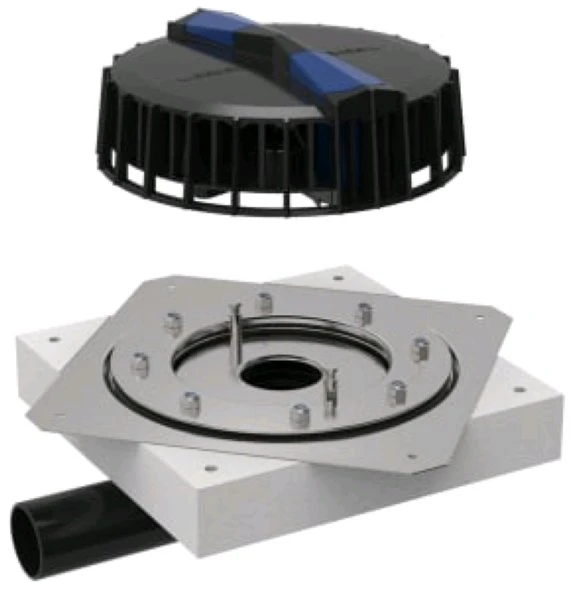 Geberit Pluvia entonnoir avec bride de serrage pour étanchéité synthétique pour toiture 56 mm (débit d'évacuation maximal 9l/s)