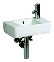 Geberit Renova Plan lave-mains 400 x 250 mm - blanc KeraTect - avec trou de robinet droite - avec trop-plein