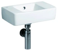 Geberit Renova Plan lave-mains 400 x 250 mm - blanc KeraTect - sans trou de robinet - avec trop-plein