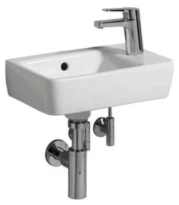 Geberit Renova Compact lave-mains asymétrique 400 x 250 mm - blanc KeraTect - avec trou de robinet droite - avec trop-plein