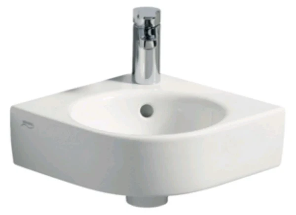 Geberit Renova Nr1 Comprimo hoekhandenwasser 320 x 320 mm - wit - met kraangat - met overloop