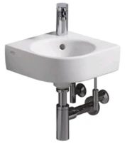 Geberit Renova Compact lave-mains d'angle 320 x 320 mm - blanc KeraTect - avec trou de robinet - avec trop-plein