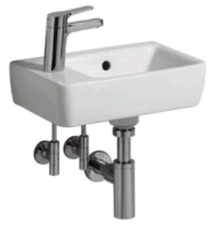 Geberit Renova Nr1 Comprimo lave-mains 400 x 250 mm - blanc - avec trou de robinet gauche - avec trop-plein