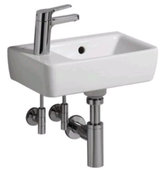Geberit Renova Nr1 Comprimo lave-mains 400 x 250 mm - blanc - avec trou de robinet gauche - avec trop-plein