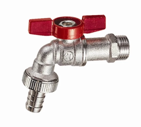 Giacomini robinet à bille double service MF 1/2 x 3/4 - nickelé - avec raccord pour tuyau d'arrosage