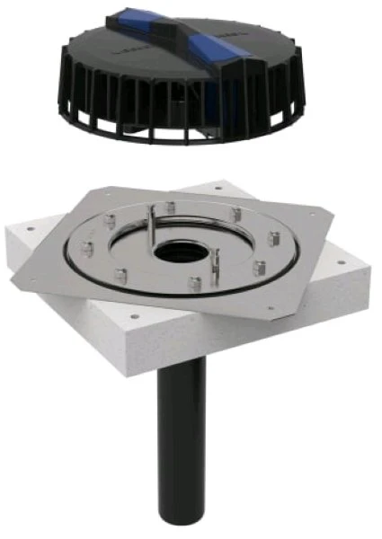 Geberit Pluvia entonnoir avec bride de serrage pour étanchéité synthétique pour toiture 56 mm (débit d'évacuation maximal 12l/s)