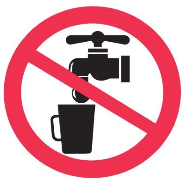 Picto pictogram 'geen drinkwater' 50 x 50 mm op stickervel per 3 - prijs per vel