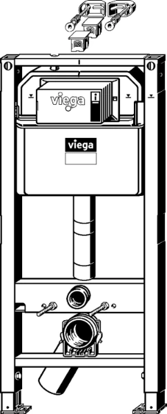 WC MONTAGE ELEMENT VIEGA PREVISTA DRY antraciet met bevestiging 50 cm - 112 cm ! staal met PE-bocht