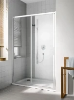 KERMI Cada XS 2-d  schuifd vr nis vast segm L helder gl KC 4mm 121-126x200cm zilver hoogglans
