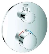 Grohe Grohtherm mitigeur douche thermostatique 1/2 Smartbox - rond chromé pour 2 sorties avec vanne d'arrêt intégré