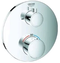 Grohe Grohtherm mitigeur bain thermostatique 1/2 Smartbox - rond chromé pour 2 sorties avec robinet d'arrêt intégré