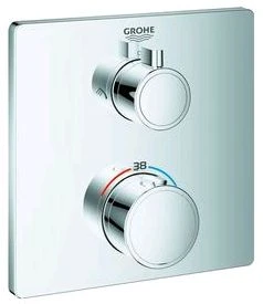 Grohe Grohtherm mitigeur douche thermostatique 1/2 Smartbox - carré chromé pour 2 sorties avec vanne d'arrêt intégré