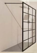 CLOISON DOUCHE KERMI WALK-IN DARK EDITION 118-120 - 200 ! cm Verre claire Decor print Square Soft Noir