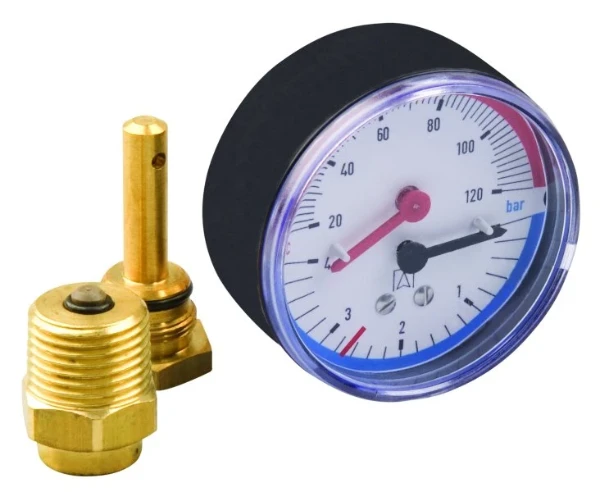 Euro-Index thermo-manomètre 80 mm - 0-120°C - axial - 0-4 bar - manchon de protection 1/2 x 120 mm